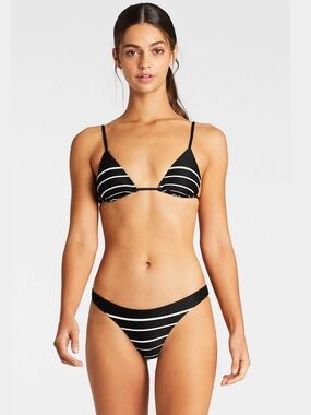 Vitamin A Bikini Set in Midnight Stripe, Size 8/M